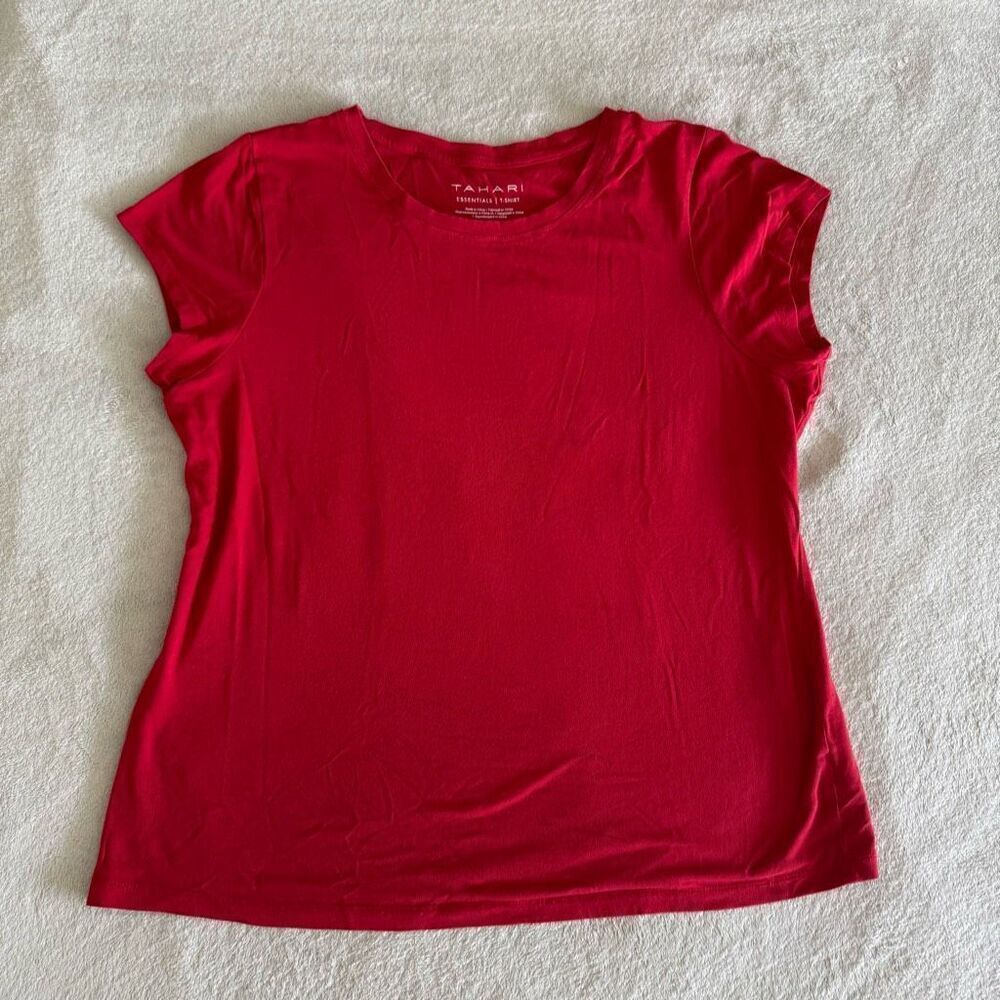 Tahari Red Essential Cap Sleeve T-Shirt
